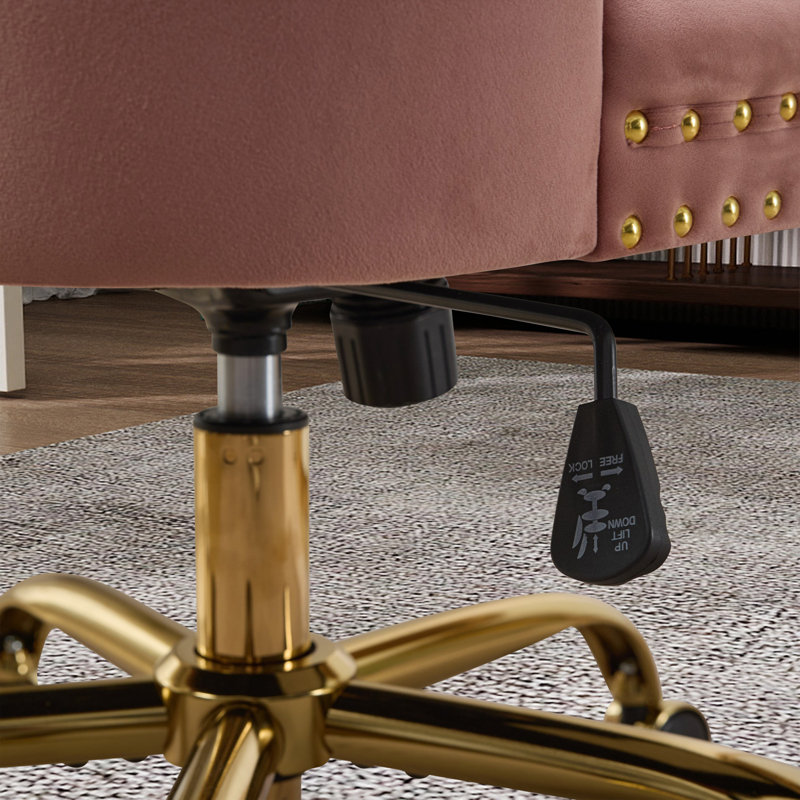 Chaise de bureau Chenille, Pink, Gold