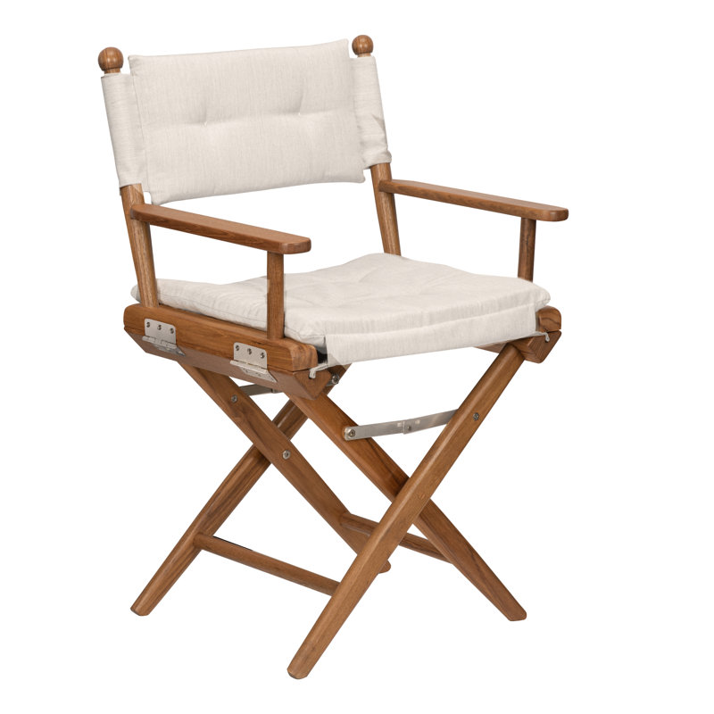 Chaise de réalisateur en teck Newport Premium avec coussins Draylon, Crème