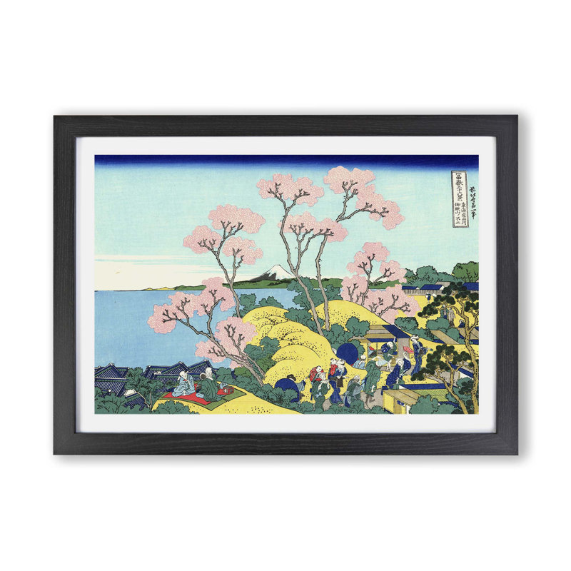 Gotenyama Hill Garden by Katsushika Hokusai - Single Picture Frame Painting, Black, 33cm H x 45cm W x 2cm D