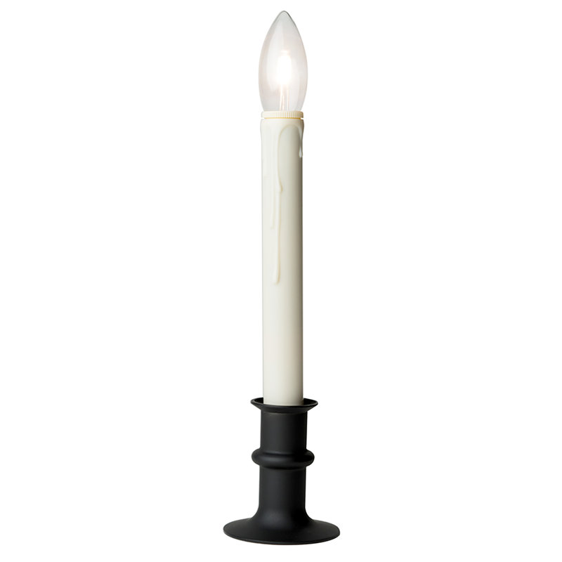 Tisbury Unscented Flameless Taper Candle with Metal Holder, Black
