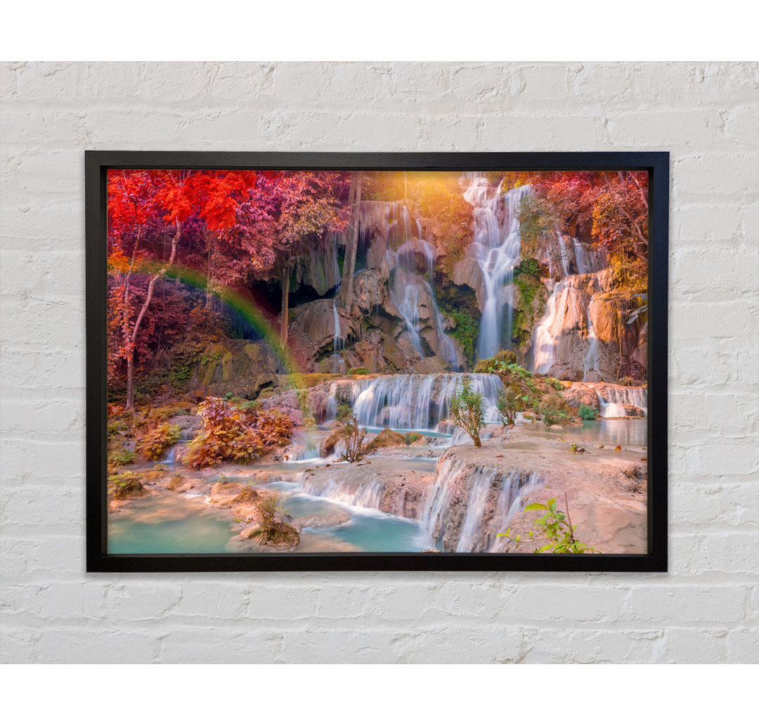 Rainbow Waterfall Woods - Einzelne Bilderrahmen Kunstdrucke auf Leinwand