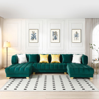 Canapé modulaire double en U Addilyn Marigold Velvet