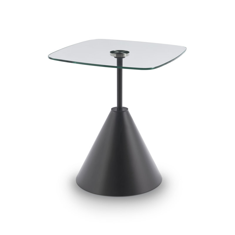 Millfield Pedestal End Table, Brass, Clear