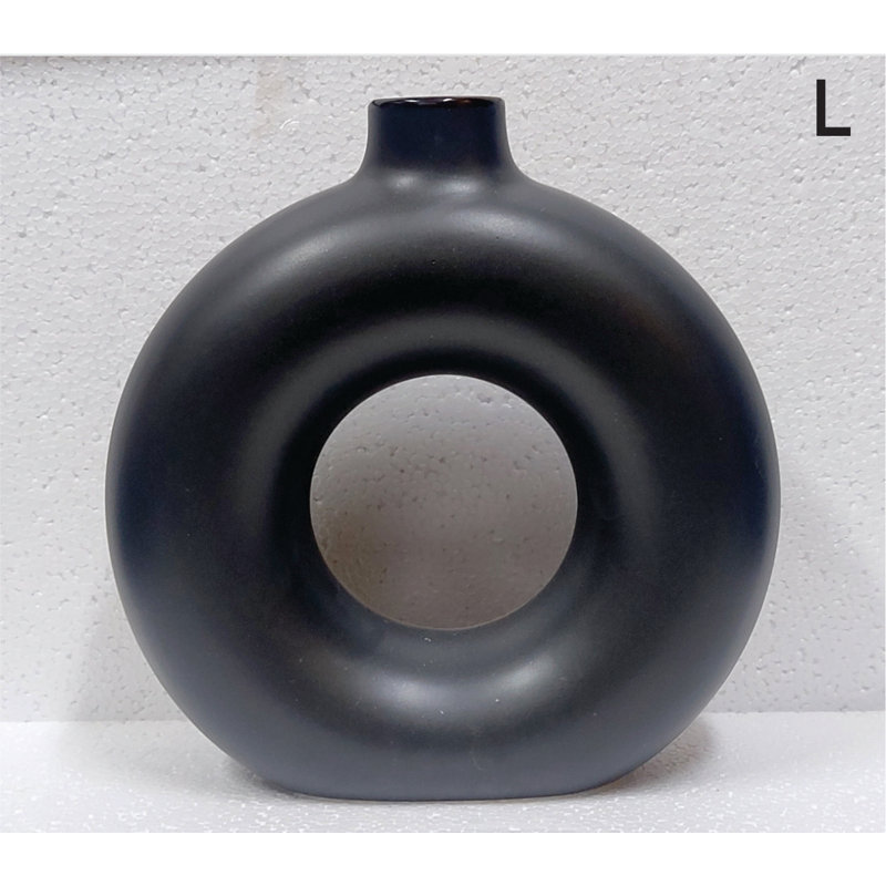 Vase de table en céramique fabriqué à la main Aydric, Noir brillant / mat