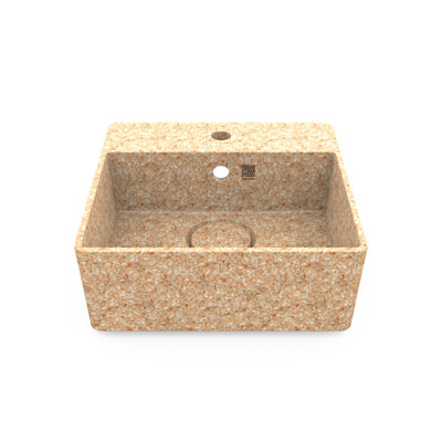 Woodio Cube40 15.748'' Wood Square Bathroom Sink with Overflow