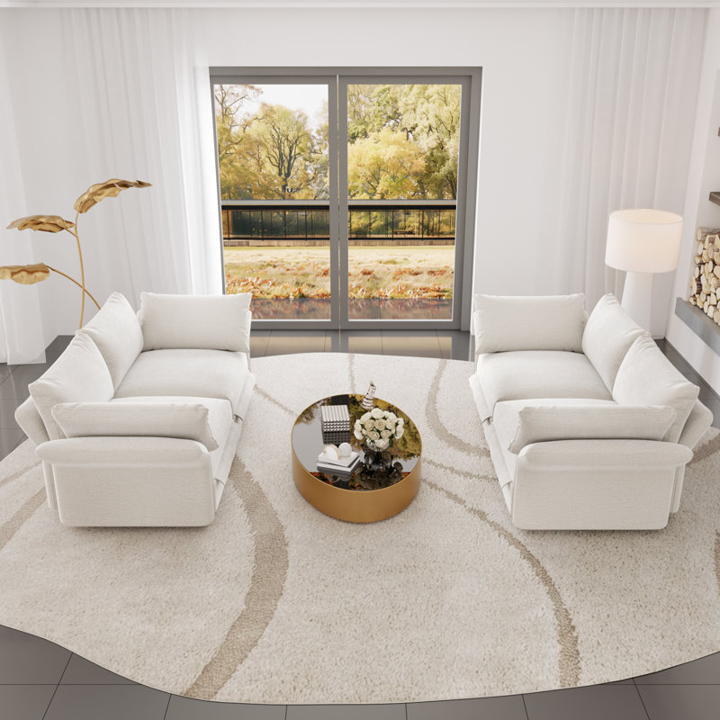 Cloud 78''  Oversized Modular Modern Loveseat Couch（2 Sets）, Beige