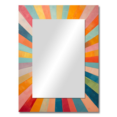 Colorful Mid Century Optical Serenade I - Large Wall Mirror On Metal