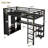 Metal Loft Bed Frame With Built-in Wardrobe,desk And Storage Shelves, For Kids Teens Adults-2099616379-2099616382