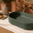 23.6'' Concrete Vessel Oval Modern Dark Green Bathroom Sink