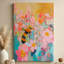 Impressionniste, impression sur toile «Bee and Vibrant Flowers»
