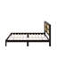 Queen Size Rubber Wood, Solid Wood Bed With Rattan Headboard