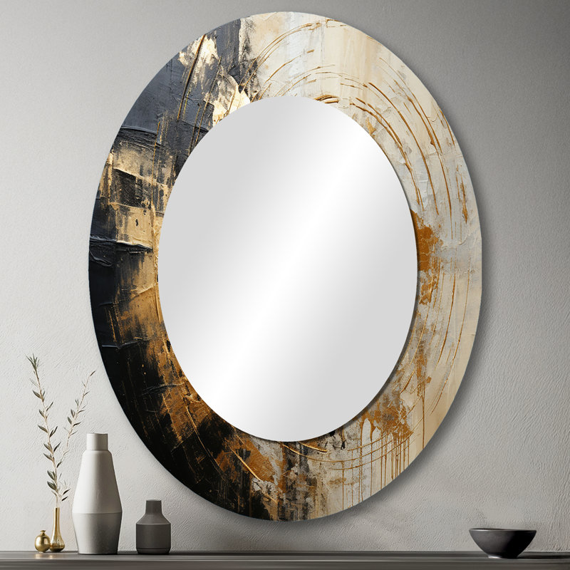 Minimalisme Vortex Poteries - Miroir mural ovale moderne doré, 43 po x 33 po