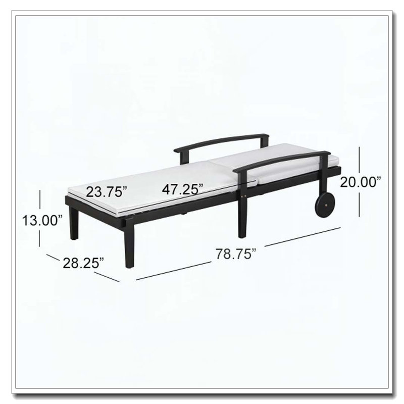 Chaise longue rembourrée, facile à nettoyer et résistante à l'eau, Noir, Blanc