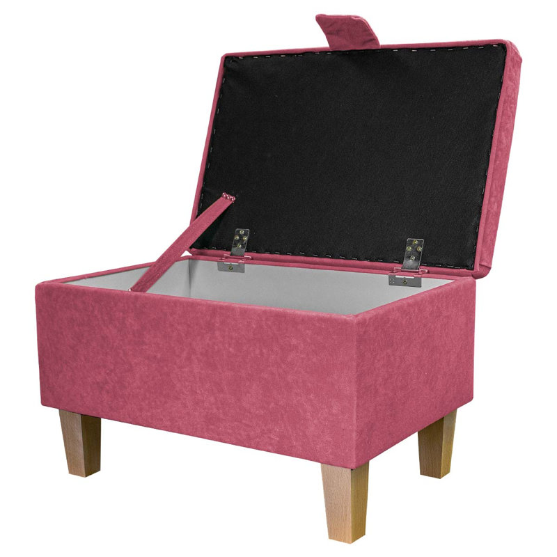 50cm Wide Rectangle Solid Colour Footstool Ottoman with Storage