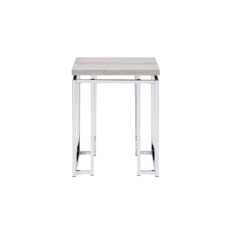 Natural Oak & Chrome Finish End Table