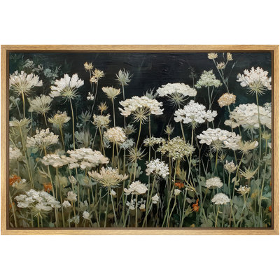 «White Wildflower Meadow», art du salon, impression sur toile encadrée