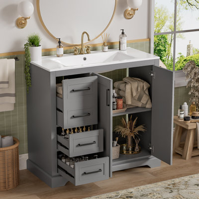 36" Freestanding Bathroom Vanities with Single Sink