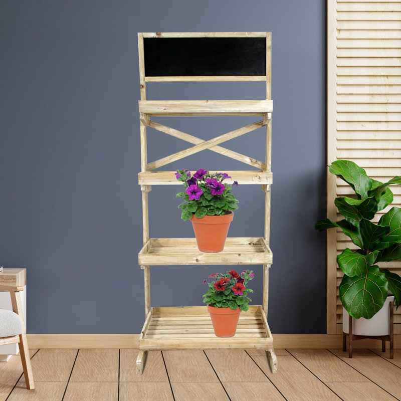 Rangement en bois à 4 niveaux avec tableau noir