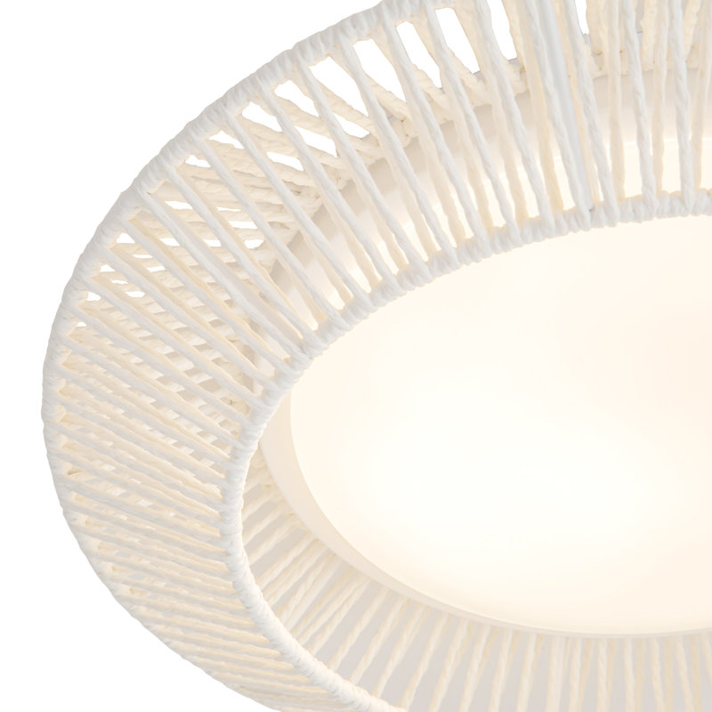16-in White Rope Dimmable LED Flush Mount, White Rope, 16-in
