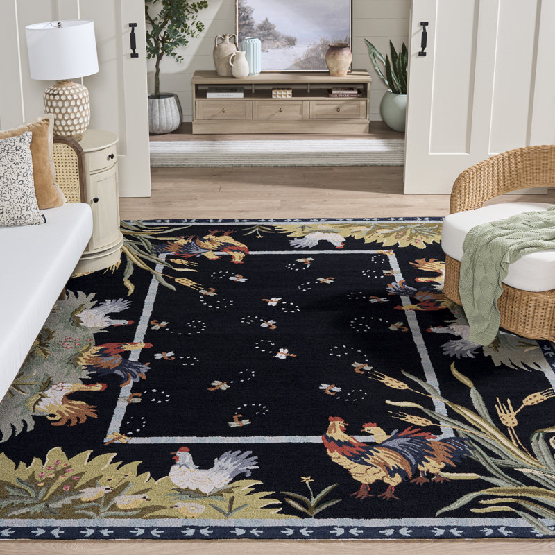 Kinchen Hand Hooked Wool Oriental Rug, Rectangle 8' x 10'