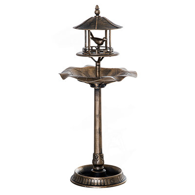 Cuvette de jardin 3 en 1 avec mangeoire d'oiseaux, grand bassin et pot à fleurs