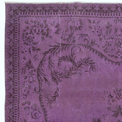 7x10.5 Ft Modern Purple Color Rug, Handmade Turkish Carpet, Bohemian Home Decor
