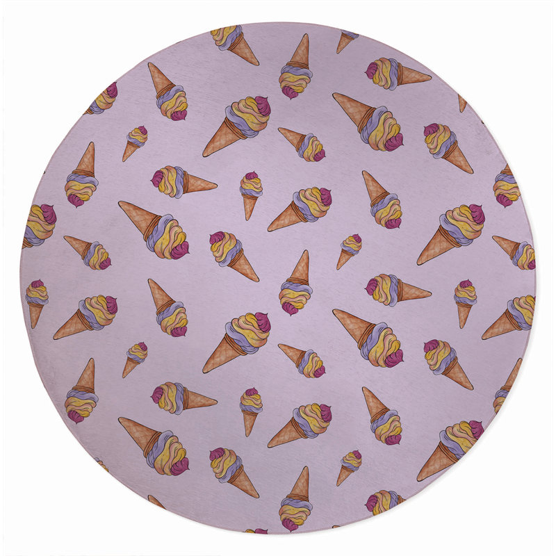 Summer Ice Cream Outdoor Rug, Round 5'