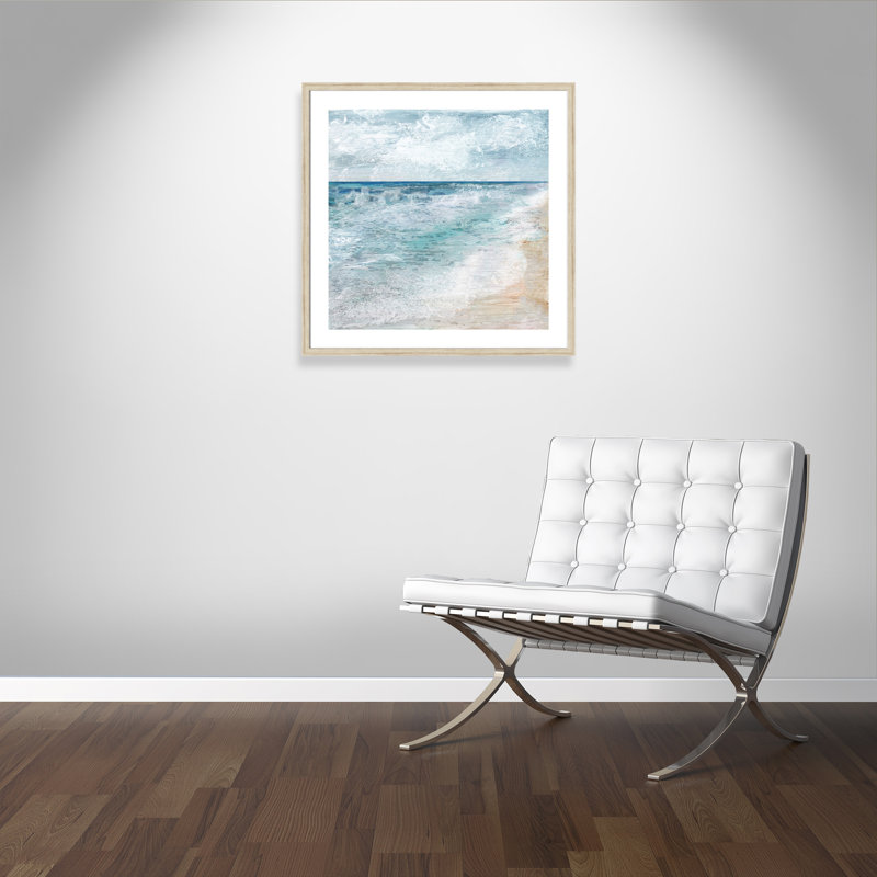 Shore Walk - Picture Frame Painting, Beige, 32.5" H x 32.5" W x 1.25" D