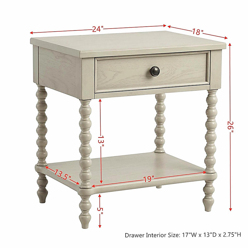 Table de chevet rétro de couleur crème comme indiqué ci-dessous, Blanc
