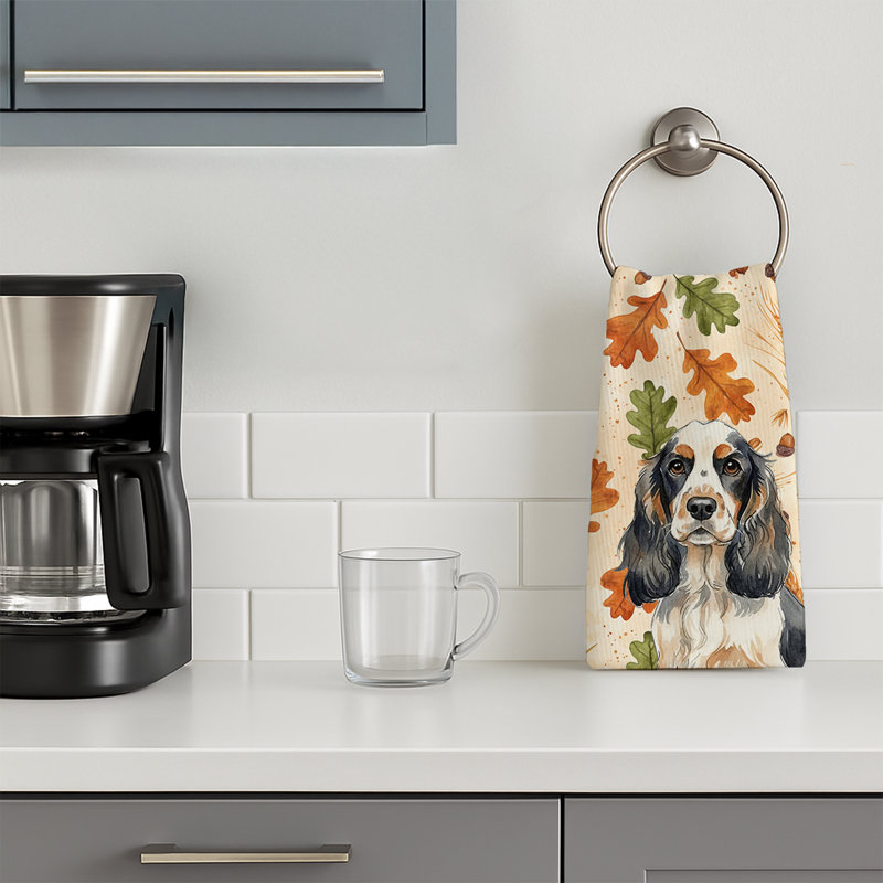 Parti Cocker Spaniel Heirloom Fall Kitchen Towel, Parti Cocker Spaniel