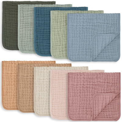 Comfy Cubs Muslin Burp Cloths 20" x 10"  - Large, 6-Layer, Ultra Absorbent 100% Cotton for Baby Spit-Up, Drool, and Messes