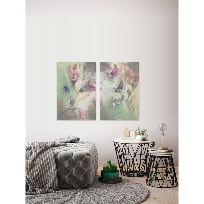 " Clouded Flowers " 2 - Pieces, 45" H x 30" W x 1.5" L