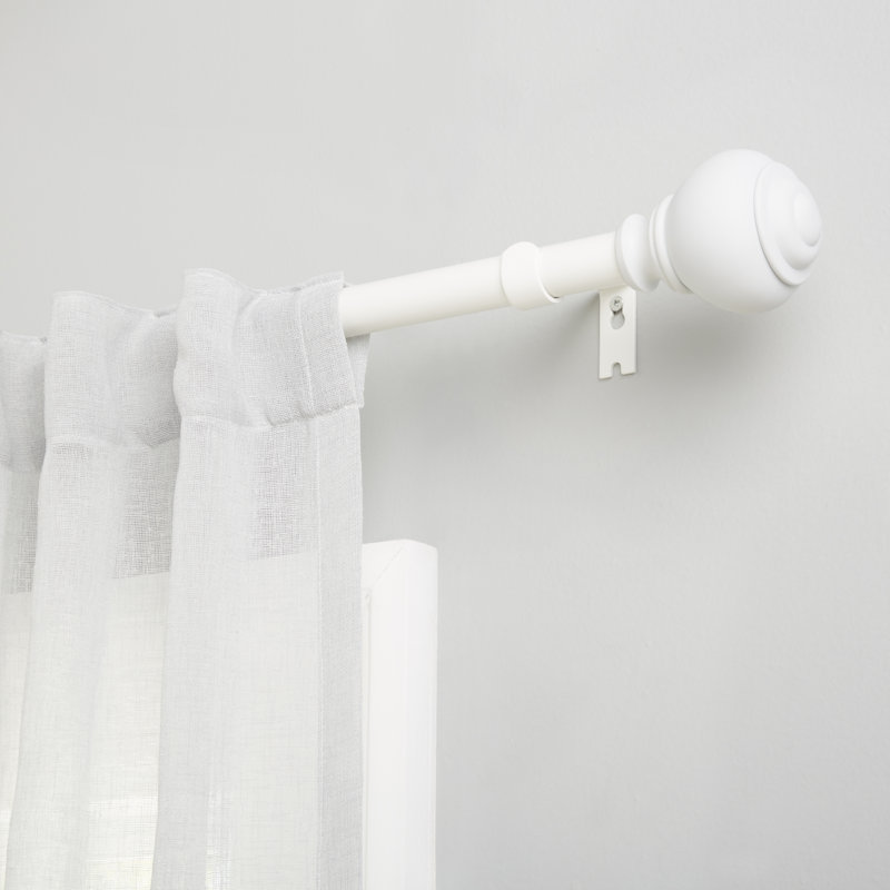 Ensemble de tringle à rideau et de faîteau ajustable 1 po Lauren Ralph Lauren Markel, Blanc, 66" - 120"