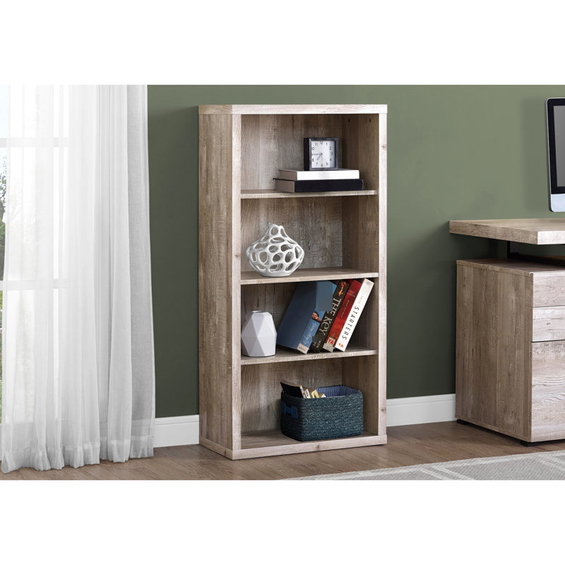 Bibliothèque contemporaine 5, taupe, 48 po de hauteur, bureau et chambre à coucher, rangement industriel H 48 po à 5 niveaux, rangement, style, capacité abondante