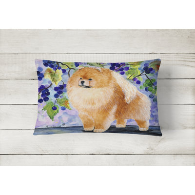 Pomeranian Indoor/Outdoor Rectangular Brown/Purple Throw Pillow