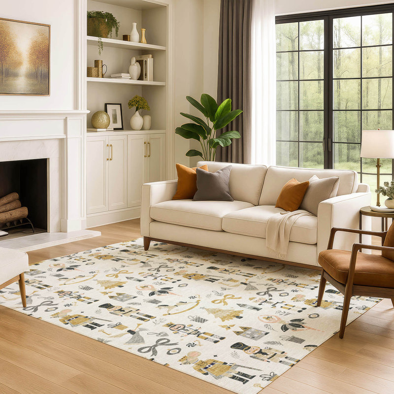 Premium Machine Washable Lingeswaran AMF1827 Fun Christmas Rug, Rectangle 3' x 5'