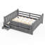 Lit sur pied avec tiroirs de rangement, escaliers mignons et garde-corps-412495528-412495535
