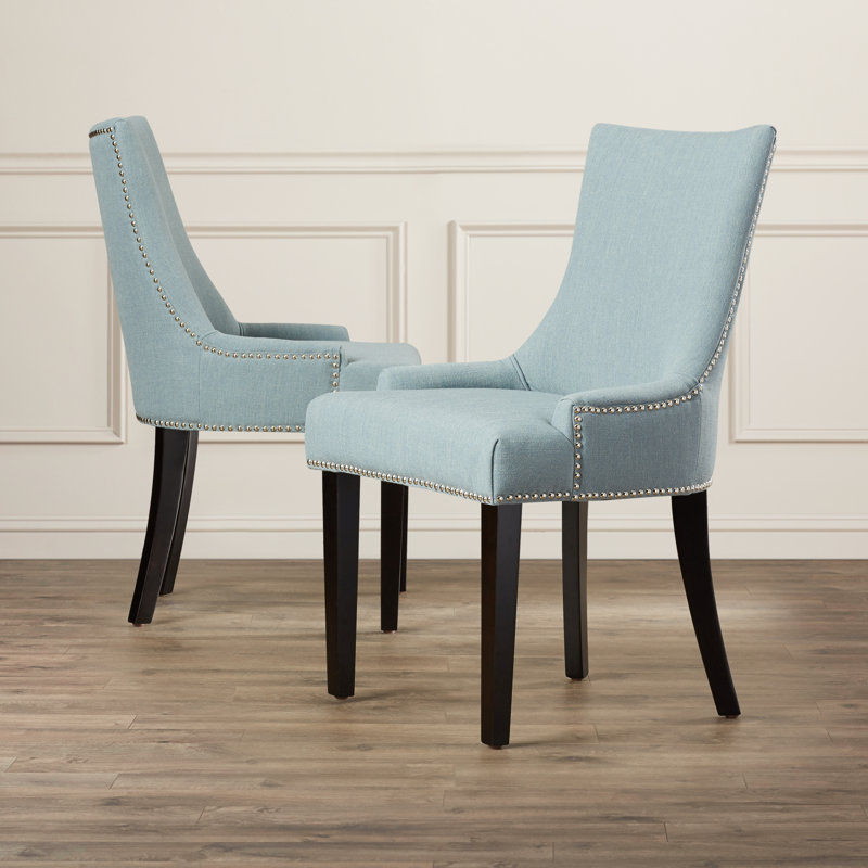 Gallager 19.5'' H Upholstered Parsons Chair, Sky Blue Linen Blend, 2
