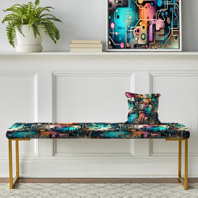 Newkirk - Geometric Upholstered Gold Bench