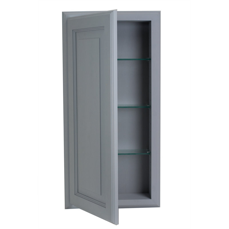 Solid Wood Bathroom Cabinet, Primed Gray, 15.5" W x 31.5" H x 4" D