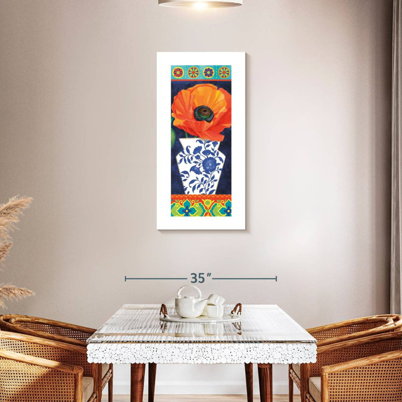 Pavot orange en fleurs, H 42 po x l 21 po