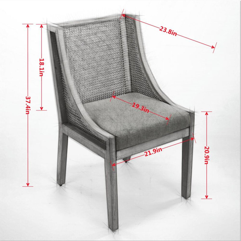 Chaises de salle à manger rustiques en bois et rotin, Vert olive, 2