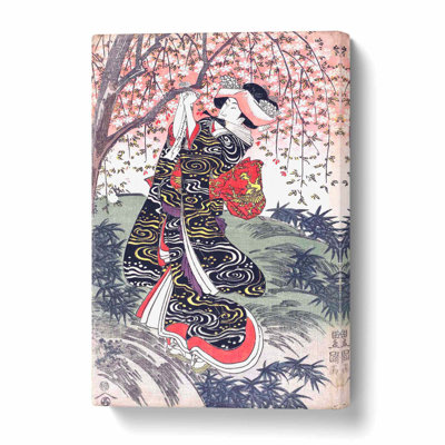 Geisha Under a Cherry Tree by Utagawa Toyokuni - Wrapped Canvas