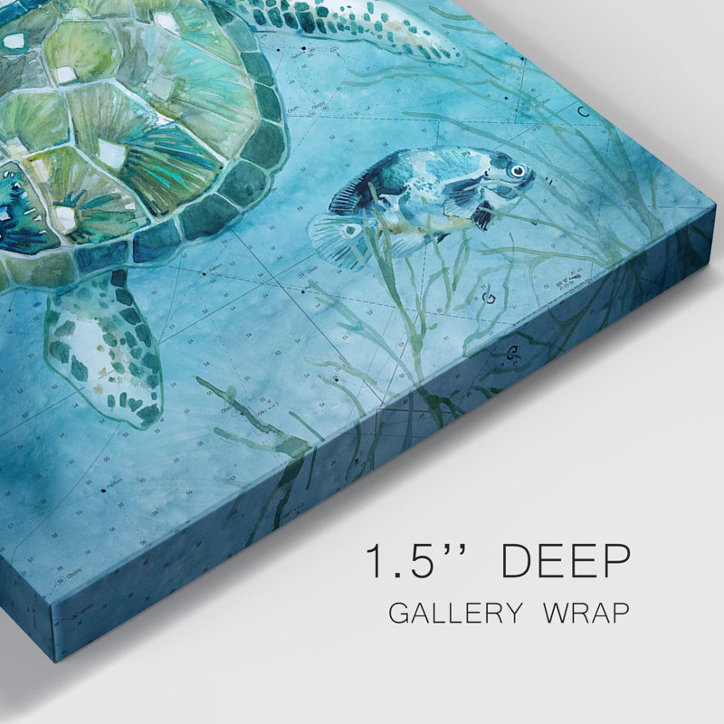 " Island Swim I " 2 - Pieces, 24" H x 48" W, Wrapped Canvas, No Frame