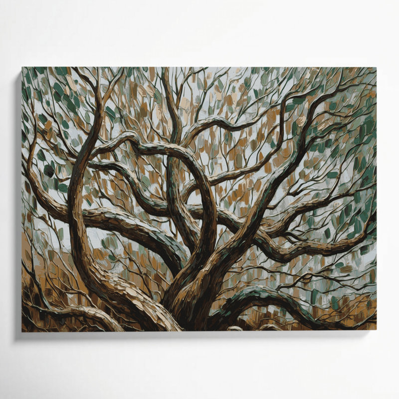 "Botanical Elm Branches", art mural sur toile brune, H 11 po x l 14 po