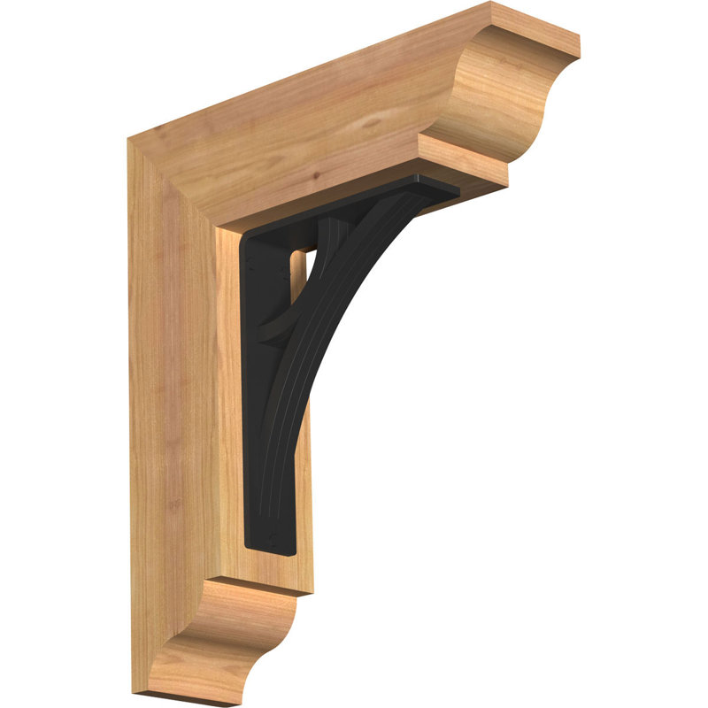 Triple support de fer Galveston, H 23 po x P 20 po, Cèdre rouge de l'Ouest l 3 1/2 po x T 4 po (lisse