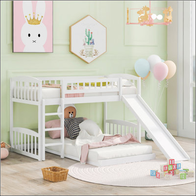 Twin Over Twin Bunk Bed With Slide And Ladder