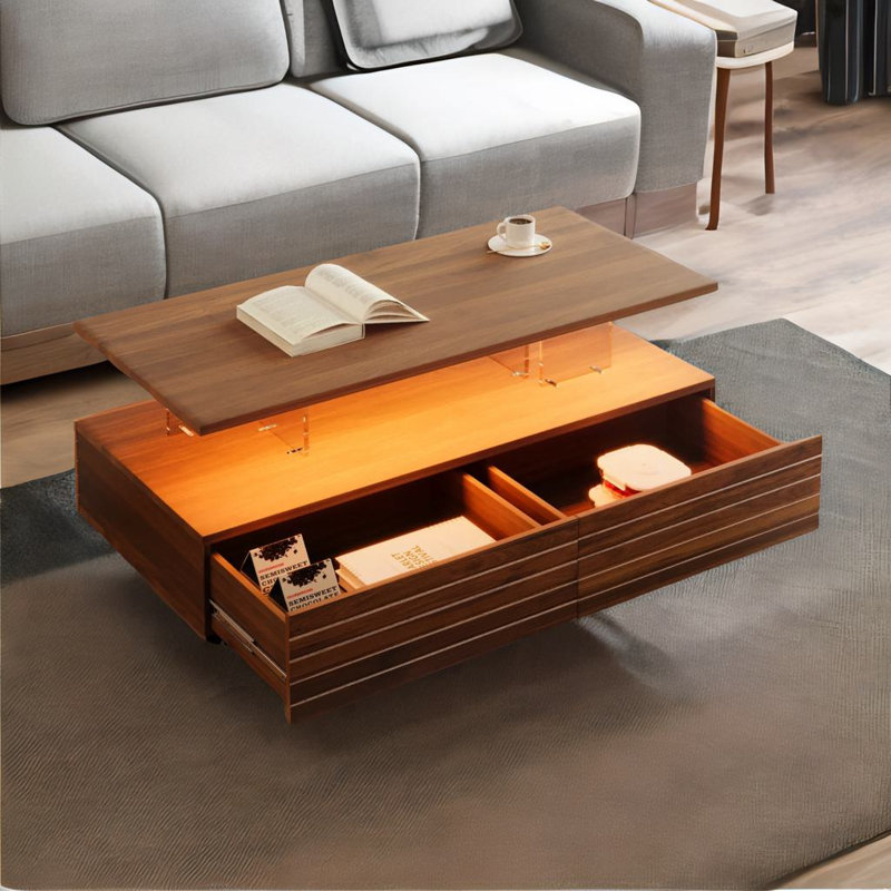 Table basse à DEL, Noyer