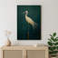 Oiseau aigrette vert rétro, photos de salle de bain rustique moderne, impression sur toile encadrée-115240907-115240905-115240906