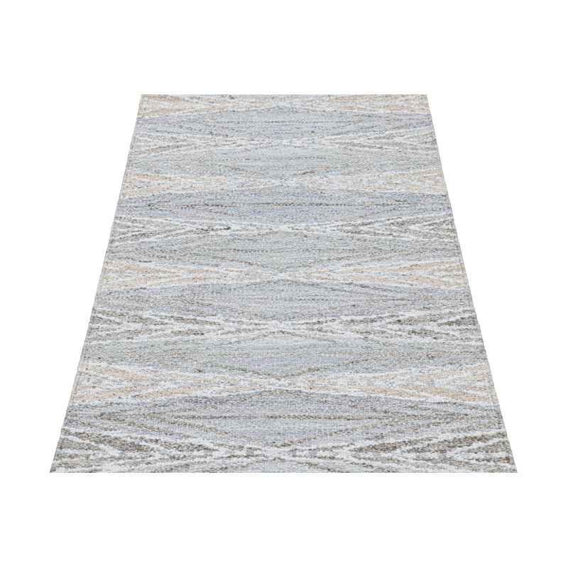 Scandinavian Hand Woven Kilim Wool Geometric Area Rug, Runner 3' x 14'